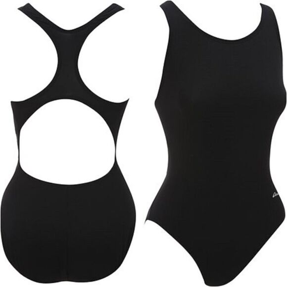“Dolphin Ocean” Racing Solid Performance Back One Piece Swimsuit • Blk• 26 • NWT - Picture 5 of 13